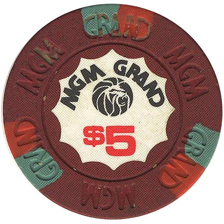 MGM Grand Casino $5 (burgundy) chip - Spinettis Gaming - 2