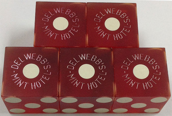 Del Webb's Mint Used Red Casino Dice, Stick of 5 - Spinettis Gaming - 1