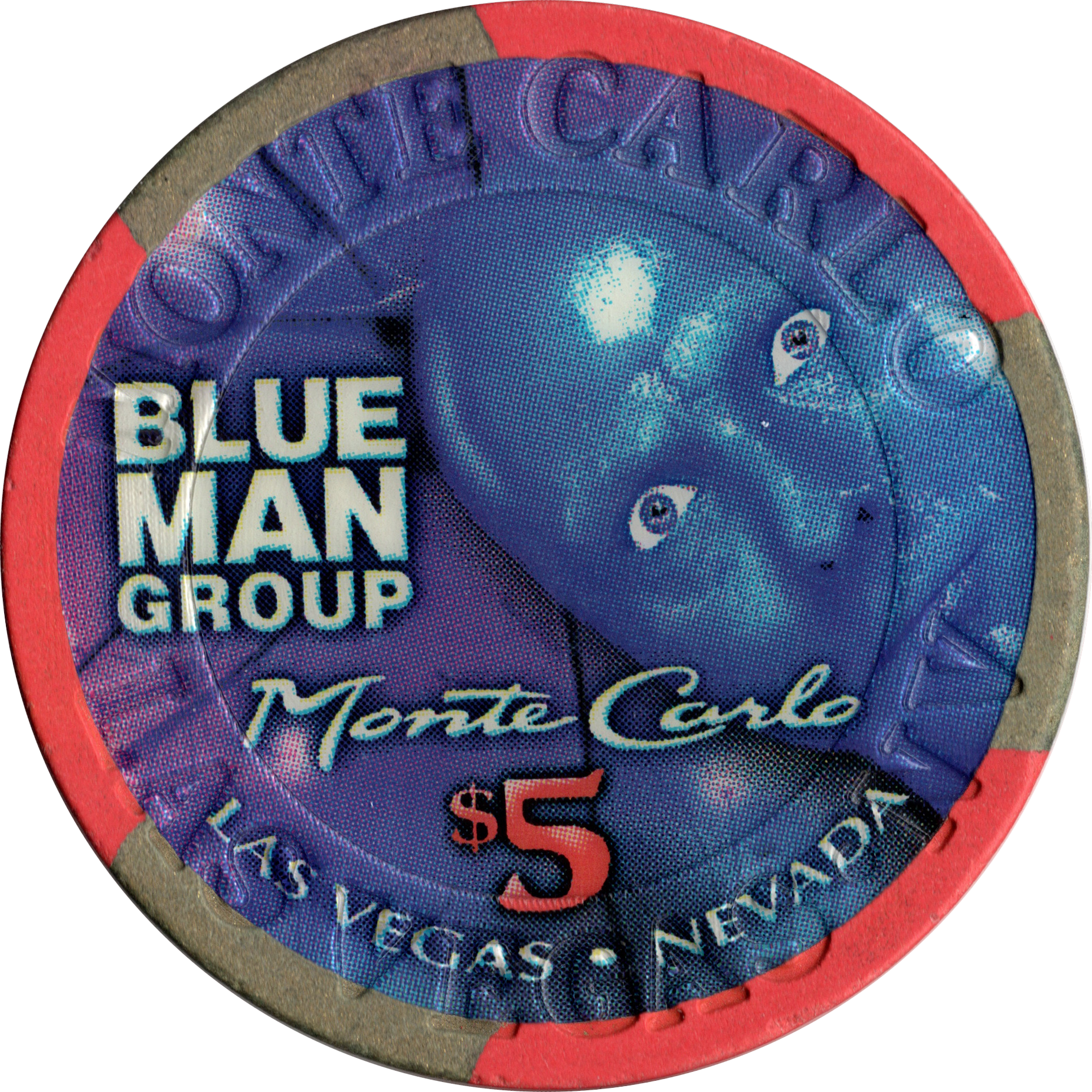 Monte Carlo Casino Las Vegas Nevada $5 Blue Man Group Chip 2012