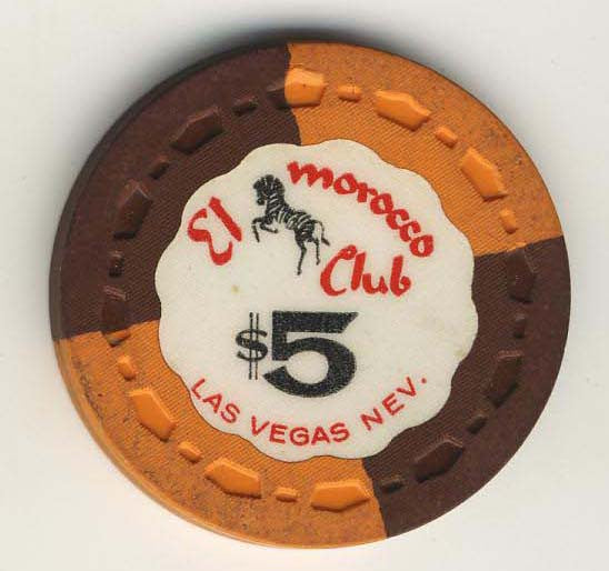 El Morocco club $5 (orange/brown 1964) Chip - Spinettis Gaming - 2