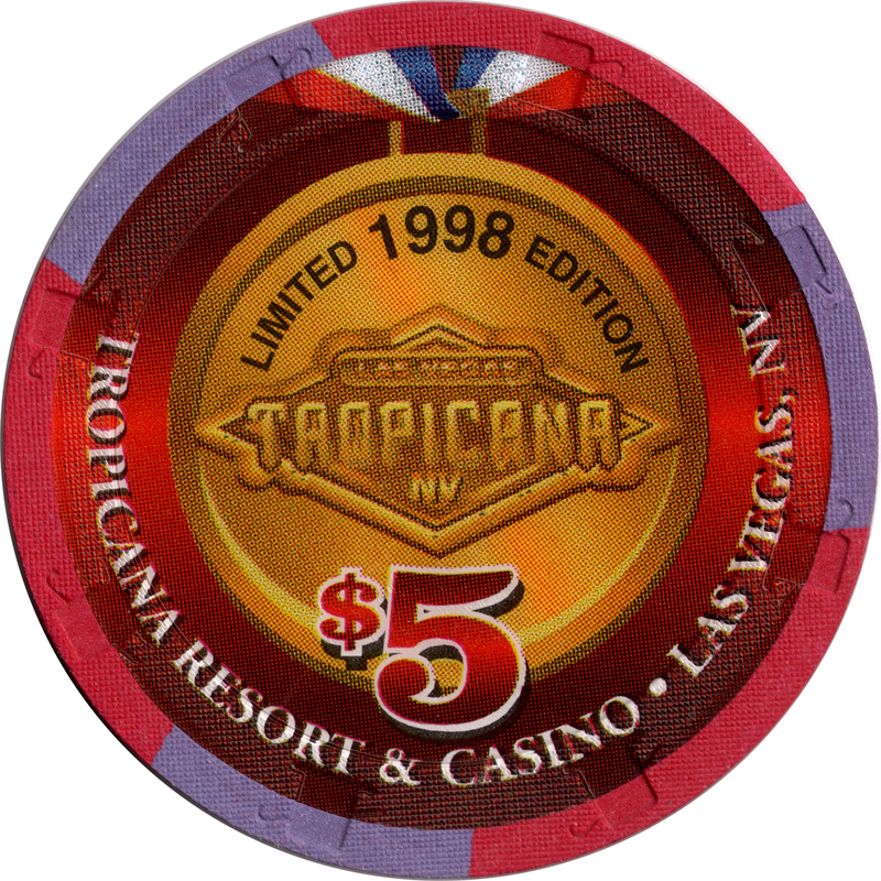 Tropicana Casino Las Vegas Nevada $5 America's Team Skier Chip 1998