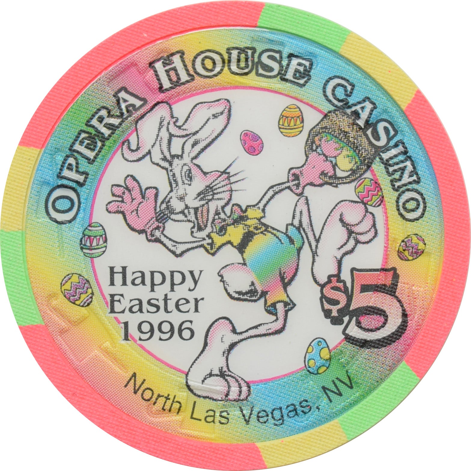 Opera House Casino N. Las Vegas Nevada $5 Chip Happy Easter 1996