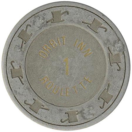 Orbit Inn 1 (gray) roulette chip - Spinettis Gaming - 2