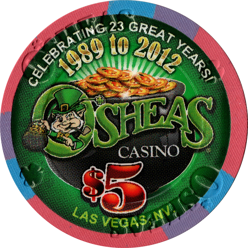 O'Sheas Casino Las Vegas Nevada $5 23rd Anniversary Chip 2012