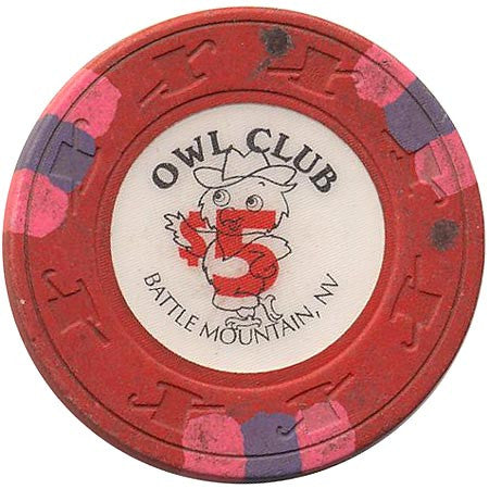 Owl Club $5 (red) chip - Spinettis Gaming - 1