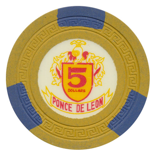 Ponce de Leon Casino Puerto Rico $5 Chip 1962