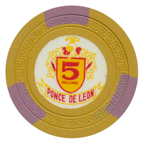 Ponce de Leon Casino Puerto Rico $5 Chip 1962
