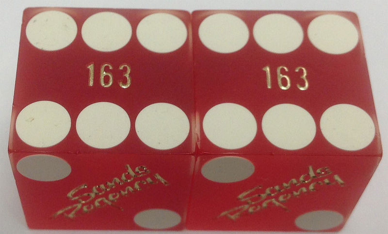Sands Regency Used Matching Number Casino Dice (Red), Pair - Spinettis Gaming - 3