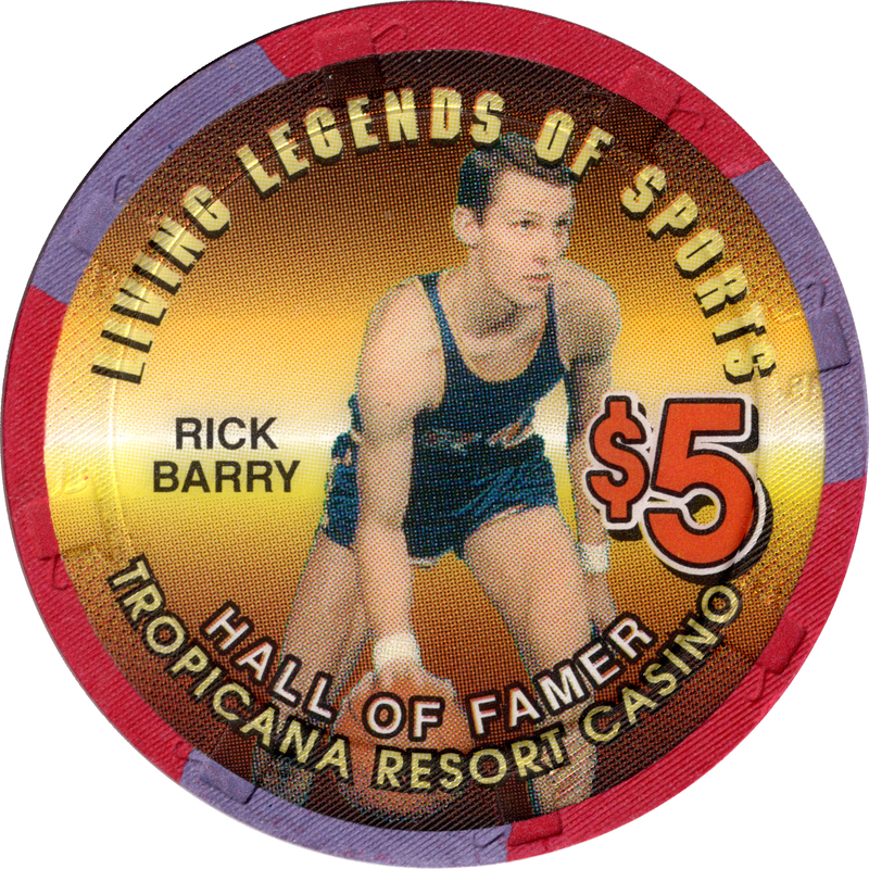 Tropicana Casino Las Vegas Nevada $5 Rick Barry Living Legends of Sport Chip