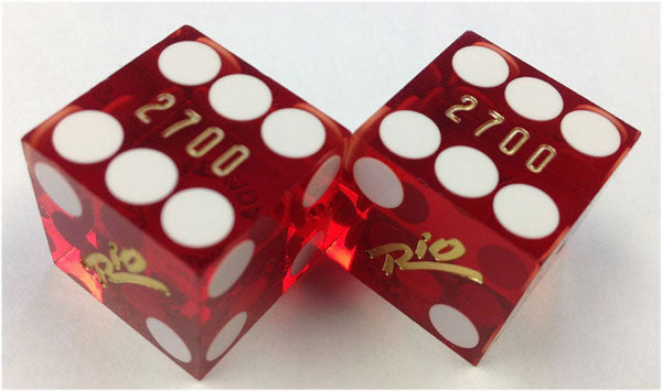 Rio Casino Used Matching Numbers Casino Red Dice, Pair - Spinettis Gaming - 5
