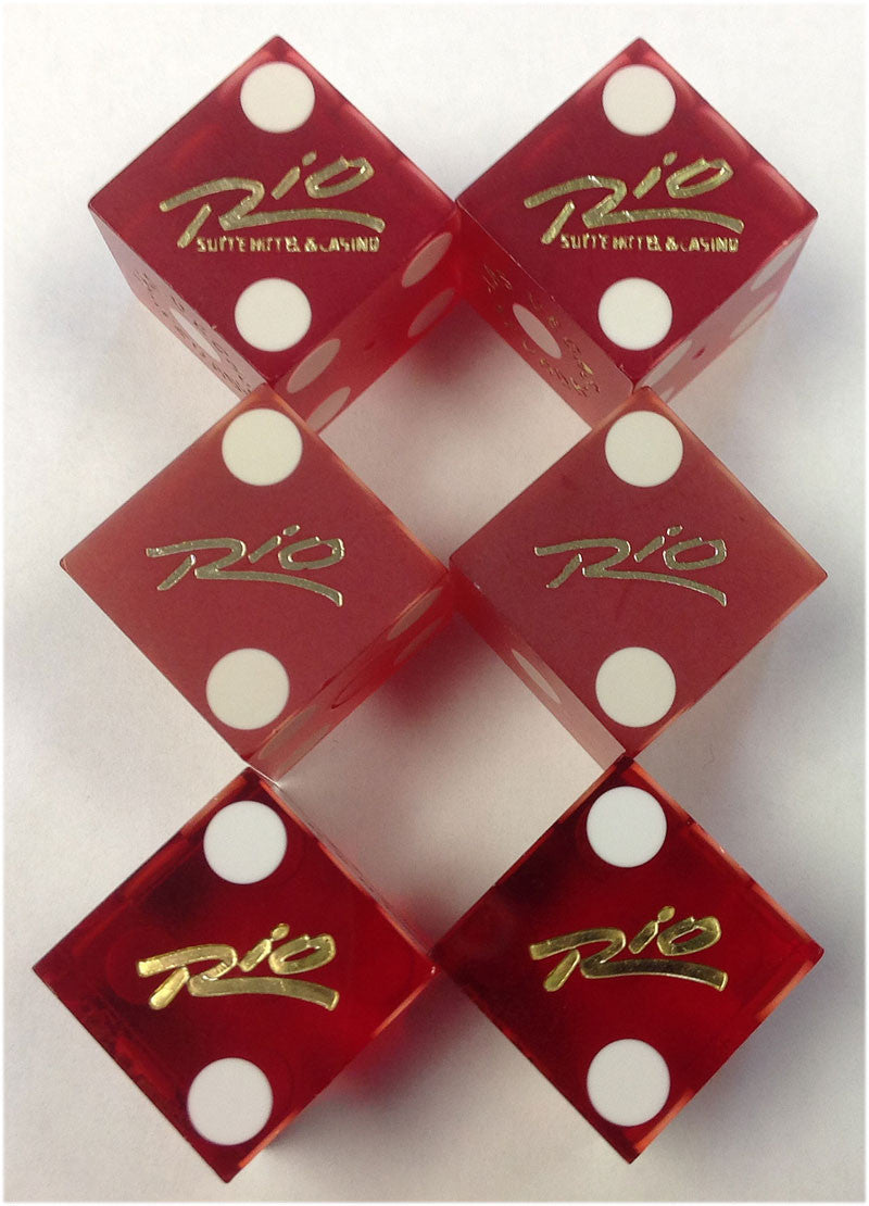 Rio Casino Used Matching Numbers Casino Red Dice, Pair - Spinettis Gaming - 1