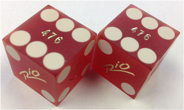 Rio Casino Used Matching Numbers Casino Red Dice, Pair - Spinettis Gaming - 7