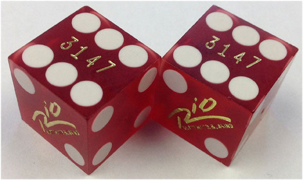 Rio Casino Used Matching Numbers Casino Red Dice, Pair - Spinettis Gaming - 3