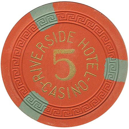 Riverside Casino 5 orange (3-olive inserts) chip - Spinettis Gaming