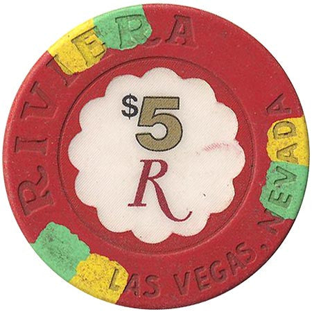 Riviera Casino $5 (red) (House Mold) chip - Spinettis Gaming - 1