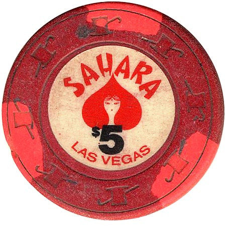 Sahara Casino $5 (red) Paulson chip - Spinettis Gaming - 1