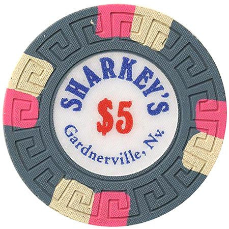 Sharkey's $5 (green) (4 pink, 4 white inserts) chip - Spinettis Gaming - 2