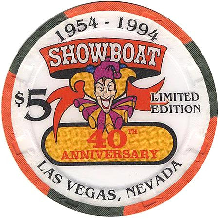 Showboat $5 (white) chip - Spinettis Gaming - 2