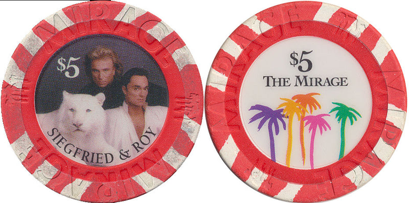 Mirage Casino Las Vegas Nevada $5 Siegfried and Roy Chip 1997