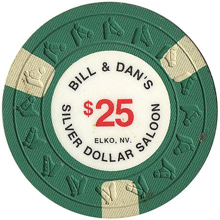 Silver Dollar Saloon $25 green (3 white inserts) chip - Spinettis Gaming - 2