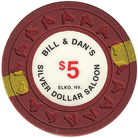 Silver Dollar Saloon (Bill & Dan's) $5 (red) chip - Spinettis Gaming - 1
