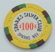 Sparks Silver Club Casino Sparks Nevada $100 Chip 1972