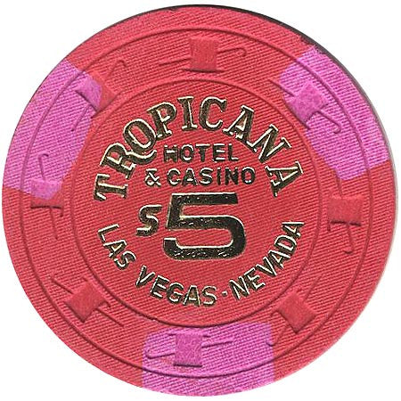 Tropicana $5 red (3-magenta inserts) chip - Spinettis Gaming