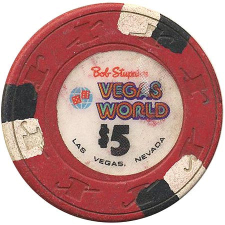Vegas World $5 (red) chip - Spinettis Gaming - 1